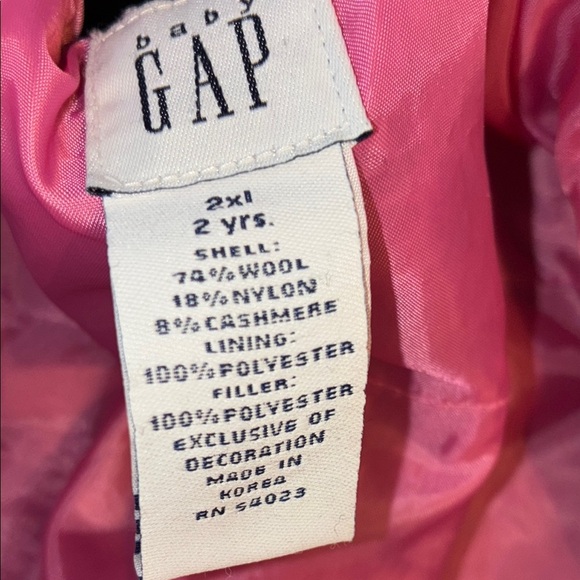 GAP Black and Pink Tailored Pea Coat Mid-Length - Picture 8 of 9